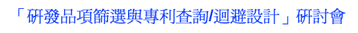 研發品項篩選與專利查詢/迴避設計研討會